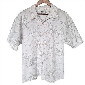 Toes On The Nose 80s Vintage White Gray Button Up Hawaiian Shirt Size XL